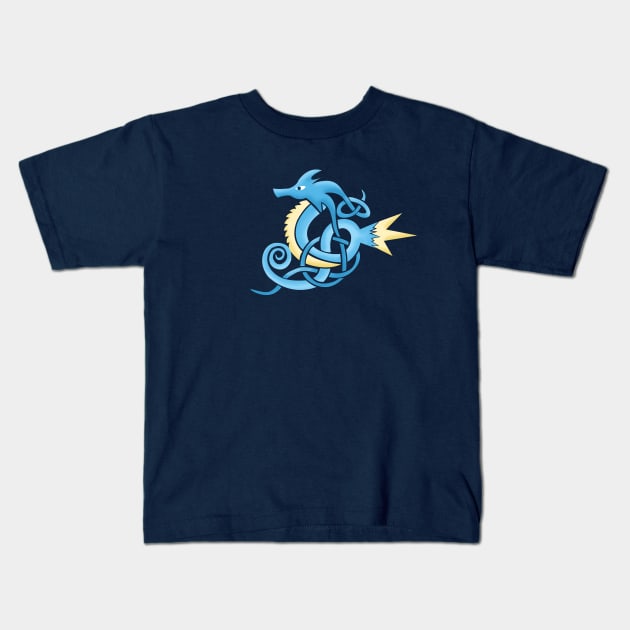 Celtic Water Dragon Kids T-Shirt by WildHusky